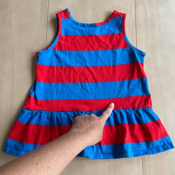 Hanna Andersson Stripe Peplum Tank In Combed Cotton, Red & Blue - Size 8 - Picture 10 of 11